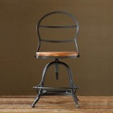 美式复古家居铁艺吧台椅旋转升降办公桌椅可调节实木椅子支持定制