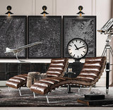 新款美国RH真皮椅法式loft工业躺椅现代时尚宜家欧式休闲椅沙发床