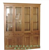 纯实木书柜带门自由组合转角玻璃门书架橡木中式木质书橱储物柜子