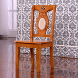现代简约实木雕花餐椅 家用中式舒适木质背靠酒店橡木餐桌椅