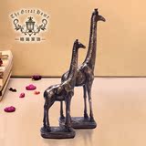 欧式客厅电视柜摆件酒柜饰品现代时尚简约创意长颈鹿摆设新婚礼物