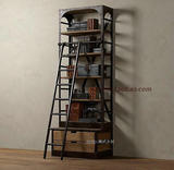 loft欧式美式实木书柜自由组合铁艺书柜柜子简易书架储物架子