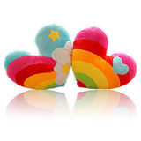 毛绒玩具 彩虹心抱枕 情侣抱枕 靠垫心形靠垫送女友礼物 一对包邮