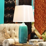 创意玻璃台灯 现代简约卧室床头灯蓝色美式乡村田园奢华装饰灯具