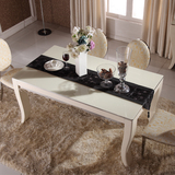 SM家具 餐桌现代简约时尚高档烤漆饭桌椅子钢化玻璃餐桌椅组合