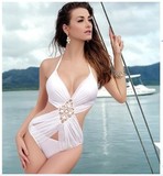 正品代购维多利亚的秘密泳衣 白色沙滩秀性感连体三角泳衣 爱美丽