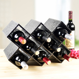欧式时尚八格皮革红酒架 创意8支装葡萄酒展示架 高档酒瓶架 宜家