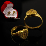 情侣爱情 铜子弹壳 心形戒指纯手工子弹后座纯铜戒指 礼物 礼品