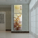 玄关竖式挂画走廊过道竖版壁画 三联无框画现代简约装饰画 栀子花