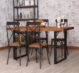 美式乡村铁艺实木餐桌 餐厅桌椅组合 折叠咖啡桌书桌 防锈做旧桌