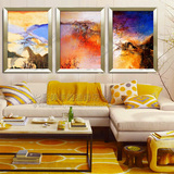 抽象油画纯手绘有框装饰画 欧式客厅卧室挂画三联组合壁画赵无极