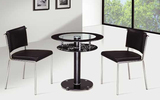 买一赠一现代简约2人座圆形钢化玻璃烤漆餐桌餐椅组合小户型家具