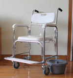 带轮坐便椅老人移动洗澡椅铝合金老年人加厚马桶椅残疾人坐便轮椅