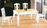 大理石餐桌椅长方形组合欧式大理石餐台1桌6椅黄玉白色实木餐桌