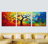 手绘diy数码彩绘数字油画抽象植物花卉风景客厅大幅三拼联发财树