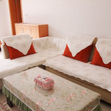 特价 高档白色牡丹绣 绗缝布艺沙发垫/靠背巾/飘窗垫 坐垫 多尺寸