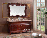 3023美式古典奢华红橡浴室柜1.6米双盆欧式仿古浴室柜组合开放漆