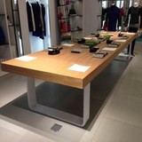 美式铁艺实木原木桌 时尚简约办公桌会议桌创意接待台 实木桌