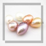 DIY半孔裸珠 9-9.5mm天然淡水珍珠 米珠 微瑕 颗粒珠 散珠