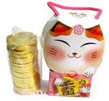 台湾进口 金币巧克力 限量版 情人節礼物 金运招财猫 手提小礼盒