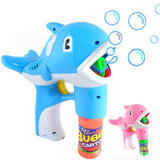 特价小海豚电动泡泡枪3岁儿童玩具灯光音乐七彩吹泡泡机2瓶泡泡水