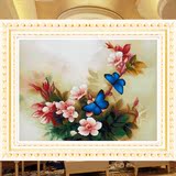 最新款十字绣客厅卧室床头柜蓝色蝴蝶欧式油画唯美高雅精准印花