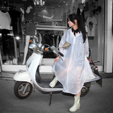 韩国时尚波点电动车雨衣透明男女情侣自行车有袖子可背包雨披