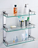 包邮浴室卫生间不锈钢三层玻璃洗衣机置物架卫浴挂件化妆厨卫架