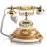 佳话坊天然真玉石仿古电话机欧式座机电话机家用固定电话复古创意