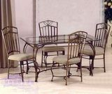 欧式田园 铁艺餐桌 铁艺椅子 整套餐桌椅 椅子 桌子、4椅、1桌