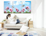 花卉装饰画挂画 现代简约客厅无框画三联画 时尚沙发背景墙壁画