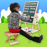 实木儿童画板 双面磁性升降写字黑板支架式早教益智玩具1-3-5-6岁