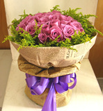 紫玫瑰捧花 节日生日花束  七夕情人节上海鲜花速递 浪漫鲜花礼品