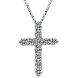 时尚经典十字架18k白铂金莫桑石钻石吊坠 男女通用情侣款送银项链