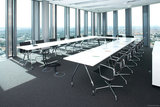 成都简易办公小型会议桌简约时尚实木钢架桌椅中式白色组合长条桌