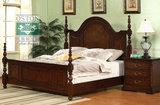 欧美式实木柱子床  美式简约  东南亚风格  别墅卧房家具现货大床