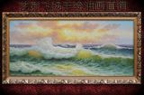 纯手绘油画 客厅卧室现代装饰画 风景 海水 帆船 海浪海景 油画