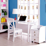 喜梦宝实木家具 欧式书桌 白色松木电脑桌台式桌家用写字桌带上