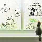 可爱宝贝猫墙贴客厅可移除玻璃墙贴贴膜壁贴环保卡通墙贴