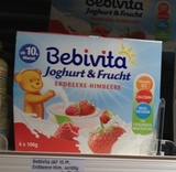 德国原装直邮 贝唯他bebivita有机水果泥酸奶 10个月起4*100G