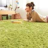 可水洗草绿色柔软长毛满铺地毯客厅茶几卧室婚房床边儿童毯定制
