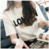 2016春夏装新款大码短袖字母T恤女韩国学生体恤衫韩版上衣姐妹装
