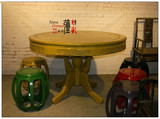 新中式仿古家具明清古典老榆木圆桌彩绘彩漆复古家具出口家具