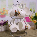 赠勺杯子带架陶瓷马克杯星巴克咖啡杯情侣创意水杯早餐杯特价包邮