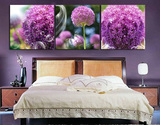 梦幻紫色花卉三联画客厅卧室壁画墙画挂画电视背景墙画无框画包邮