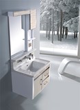 美式现代简约不锈钢浴室柜组合挂墙式卫生间镜子玉石面盆柜洗漱台