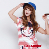 LALABOBO正品春夏新款开衫时尚 戴帽海军领套装 (红条）4.5折