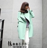 2016韩国东大门代购韩版新款春装无领暗门大牌中长款女式风衣外套