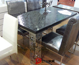 不锈钢小户型餐桌新古典长方形餐台后现代金属餐厅家具宜家饭桌子