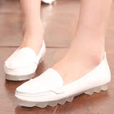 韩版小白鞋 简约护士鞋平底孕妇鞋 平跟单鞋休闲鞋豆豆女鞋白桃红
